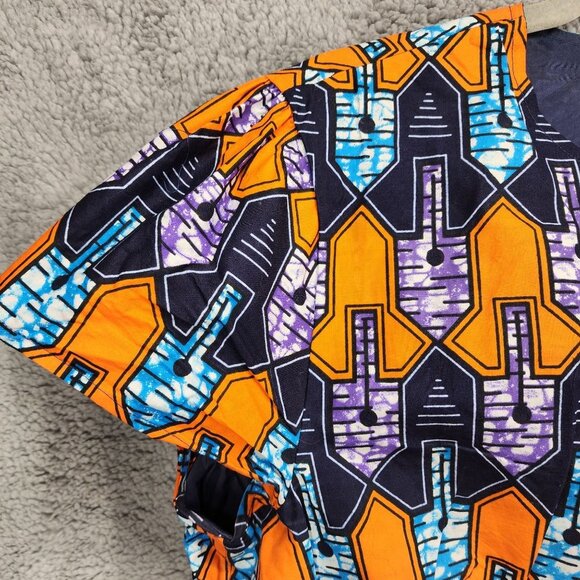 Vibrant Orange and Blue Patterned Skirt - Picture 4 of 16